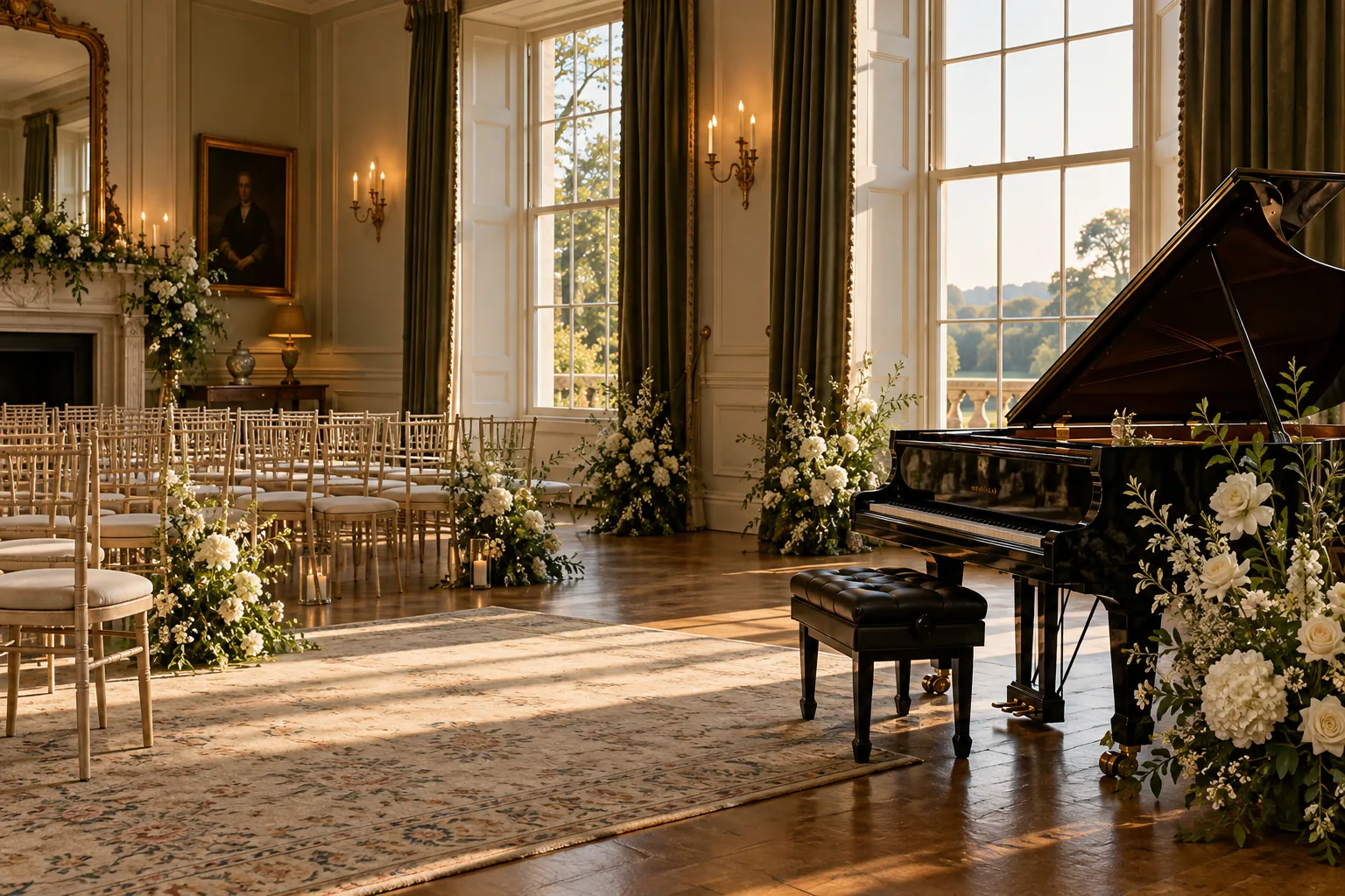 Piano music at a wedding celebration